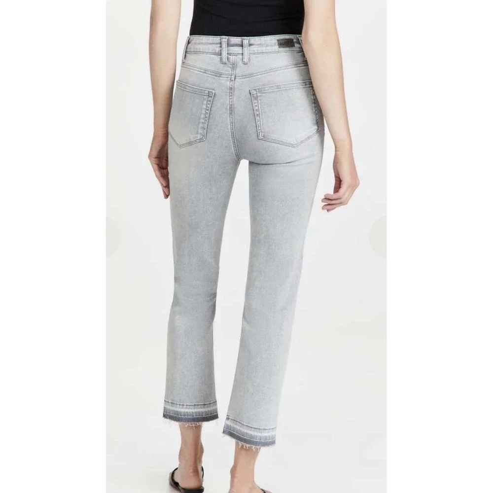 PAIGE Cindy‎ Cropped Boyfriend Jeans 30 Faded Asphalt Button Fly Raw Hem $258